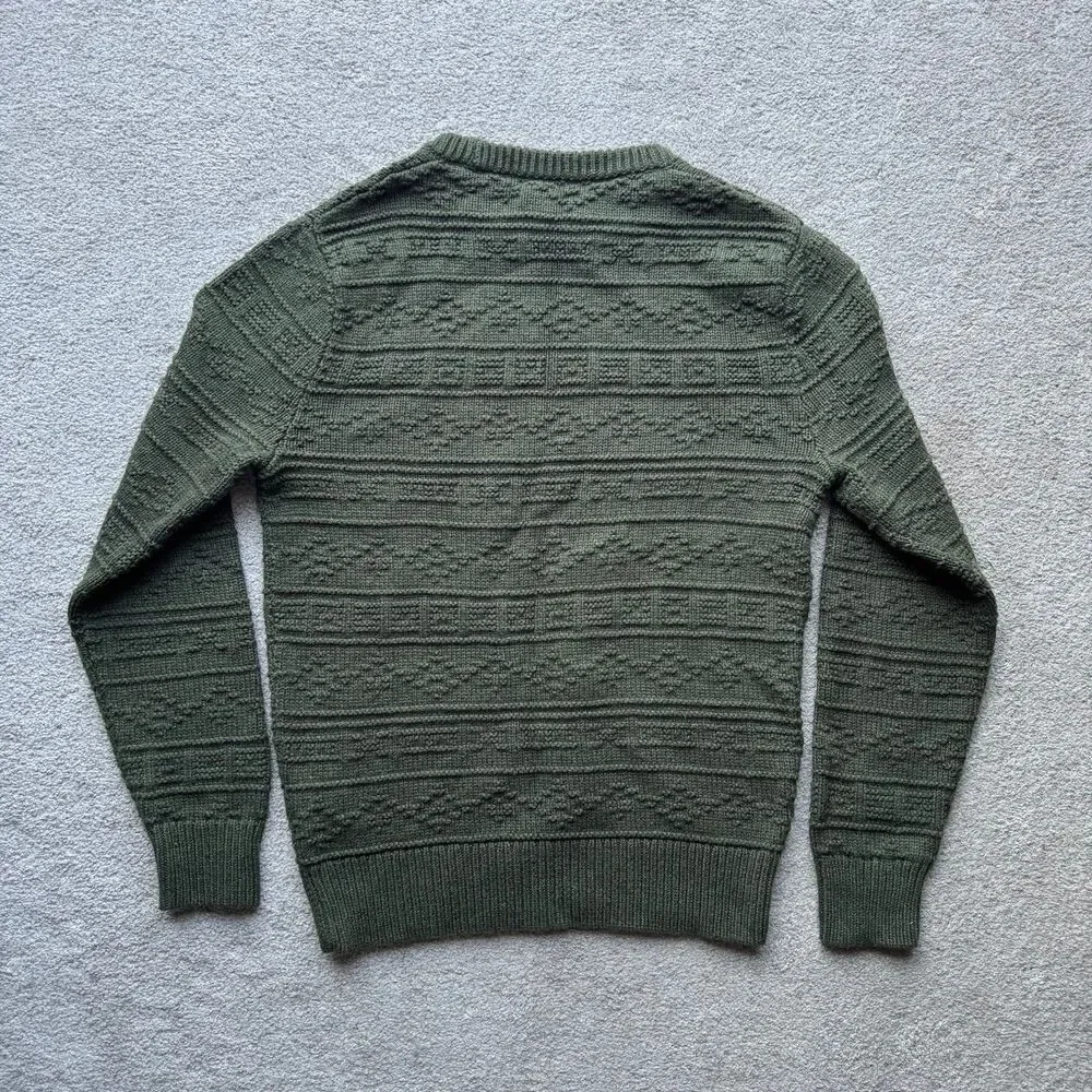 J Crew Re-Imagined Green Chunky Cotton Knit Crewneck Sweater